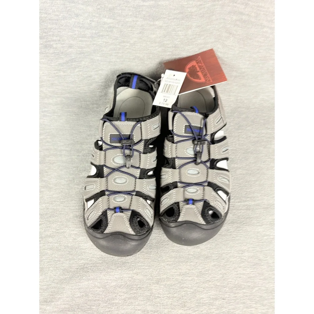 Brown Oak Sport Sandals Mens 12 Gray Blue Closed Toe Hiking Shoes
